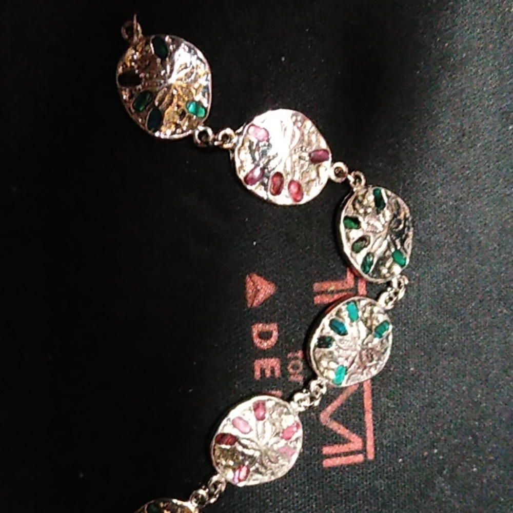 Abalone and shell Sand Dollar charm bracelet